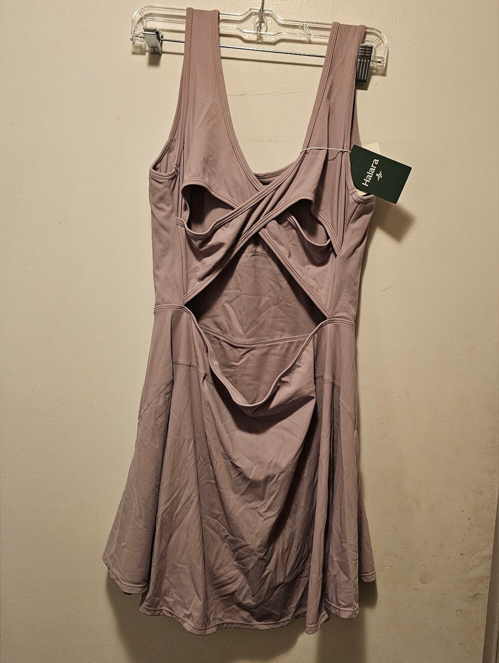 NWT Halara Softlyzero Airy 2-in-1 Backless Sports Dress Size L Mauve - Picture 4 of 9